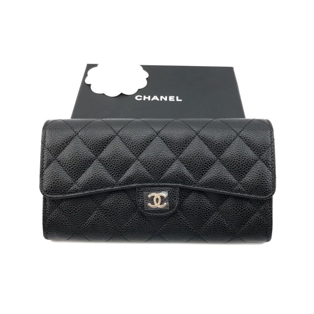 New Chanel Sarah wallet black caviar SHW