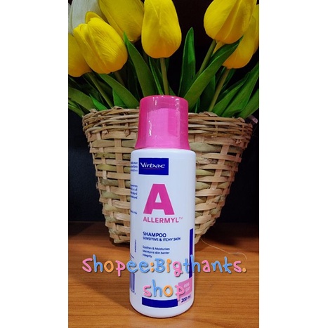 ((เปลี่ยนแพคเกจ ปริมาณเพิ่มขึ้น)) Shampoo Allermyl exp 10/2025 ผิวหนังแฟ้ง่าย แห้งคัน 250 มล.