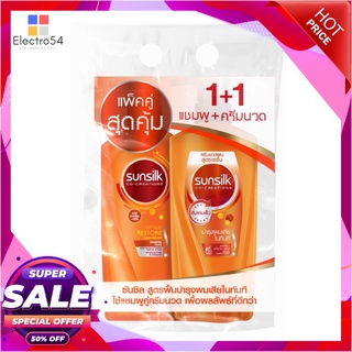 ซันซิล แชมพู+ครีมนวดผม สูตรฟื้นฟูบำรุงผมเสียในทันที 425 มล. x 1+1 ขวด ผลิตภัณฑ์ดูแลเส้นผม Sunsilk Damage Restore Shampoo