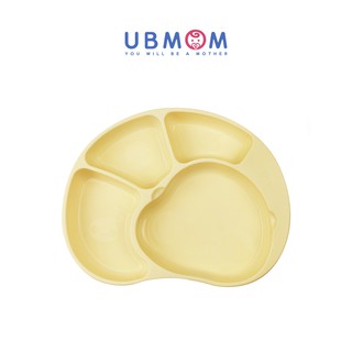 UBMOM ถาดอาหาร ซิลิโคน อย่างดี สำหรับเด็ก ฝึกทาน สีเหลือง ตรายูบีมัม พรีเมียมจากเกาหลี