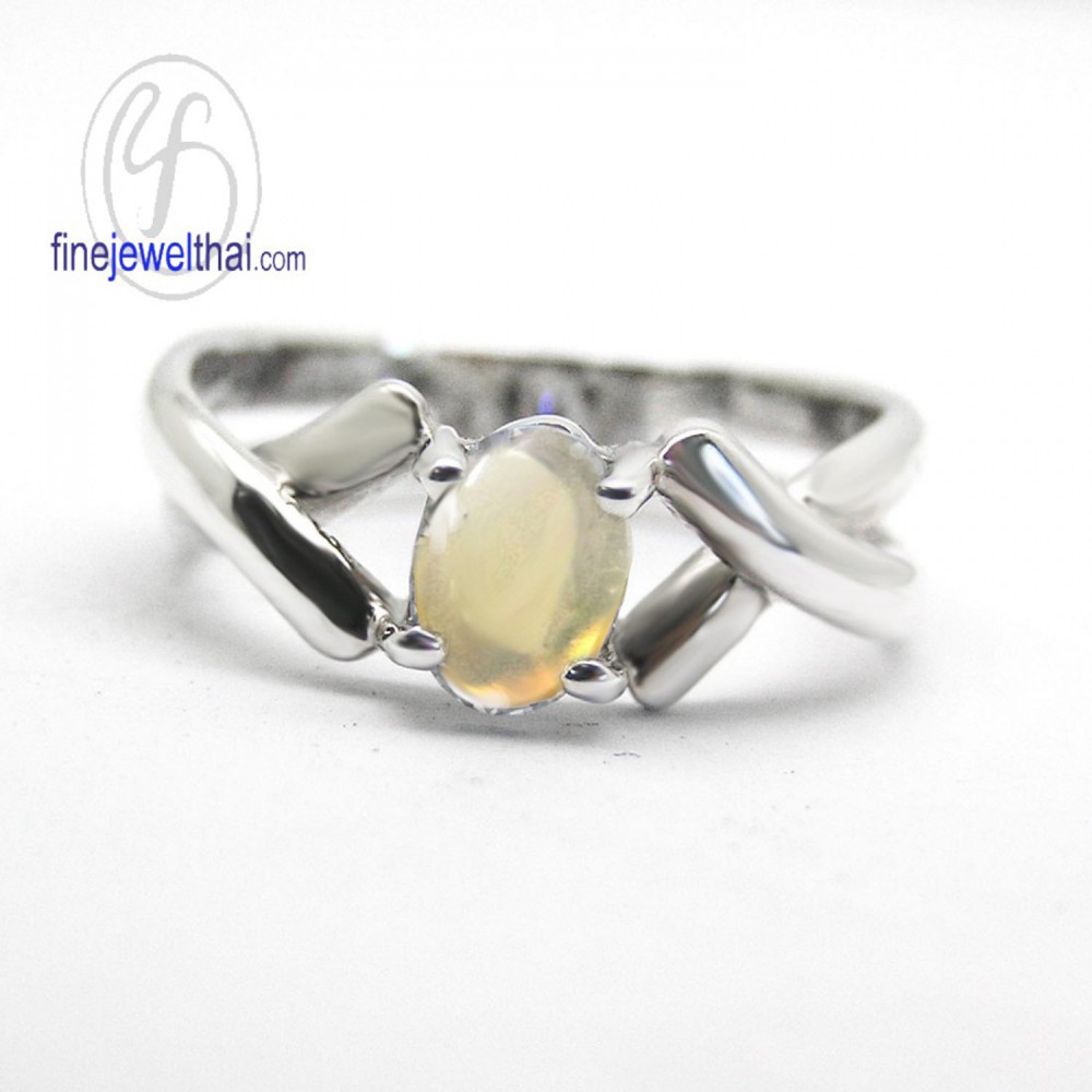 Finejewelthai-แหวนโอปอล-แหวนเงินแท้-แหวนพลอย-พลอยประจำเดือนเกิด-Opal-Silver-Ring-R1040op-ov1 (เลือกสีตัวเรือนได้)