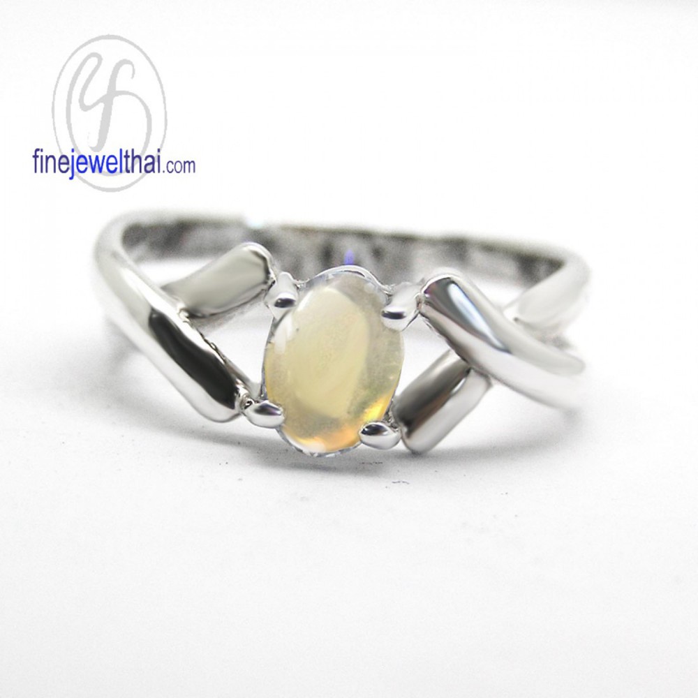 Finejewelthai-แหวนโอปอล-แหวนเงินแท้-แหวนพลอย-พลอยประจำเดือนเกิด-Opal-Silver-Ring-R1040op-ov1 (เลือกส