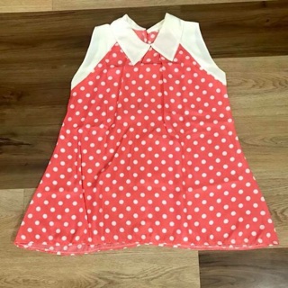 🎀เสื้อสีชมพูจุดขาวสดใส ลาย Polka dot