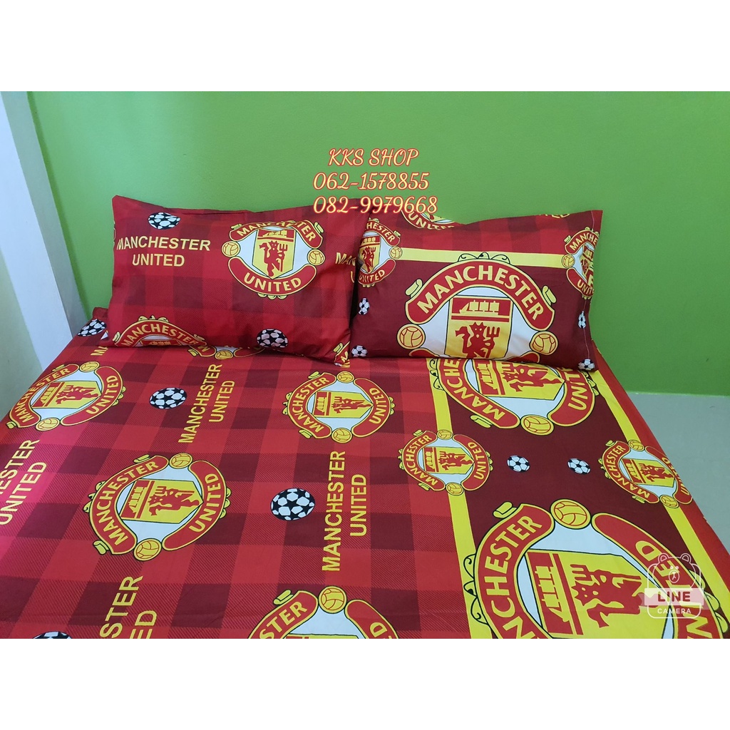 ปลอกหมอนหนุนใบใหญ่ *ลายแมนยูตารางสีแดง*ขนาดมาตรฐาน 19×29 นิ้ว ใส่หมอนซาตินได้ เนื้อผ้า Cotton สีไม่ตก