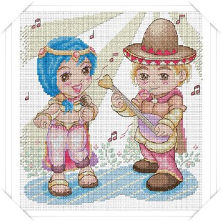 คู่รักนักร้อง (15-T) ชุดปักครอสติช ภิญญ์ ,Cross Stitch Kit Pinn (Pre Order)