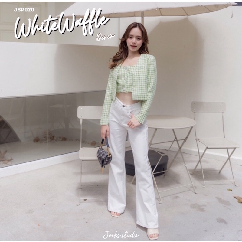 New! Joobs Studio White Waffle Denim / M