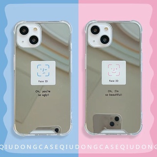 แฟชั่น การแสดงออกทางสีหน้ากระจก เคส iPhone 14 13 12 11 pro max xs max x xr 7plus 8 plus se 2020 case หญิง กระจกแต่งหน้า เคสโทรศัพท์