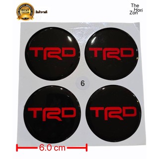 สติกเกอร์ติดดุมล้อ TRD 60 mm เรซิ่นเจล สติกเกอร์ฝาดุม 4 ชิ้น สีแดง ดำ สติ๊กเกอร์แต่งรถ สติ๊กเกอร์ **ครบเครื่องเรืองประดั