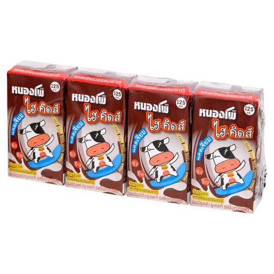ว๊าว🍟 หนองโพ ไฮ-คิดส์ นมปรุงแต่งยูเอชที รสช็อกโกแลต 125มล. x 4 กล่อง Nongpho Hi-Kids UHT Chocolate Flavoured Milk 125ml
