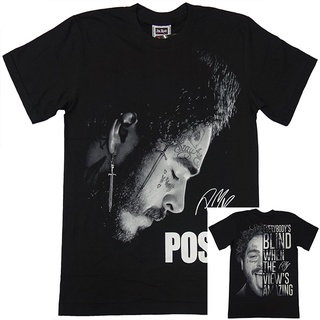 เสื้อยืดสีขาว - Post Malone - เสื้อหน้าใหญ่ (The Roxx) แขนสั้นสีดำนู๊ด