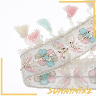 [Sunnimix2] ริบบิ้นปอมปอมแต่งพู่กว้าง 4 ซม. 1 หลา