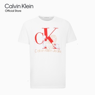 เสื้อยืดผ้าฝ้ายระบายอากาศCalvin Klein เสื้อยืดผู้ชาย เสื้อผู้ชาย เสื้อยืดแขนสั้นชายรุ่น J319935 YAF สีขาวถูกสุดๆS-5XL