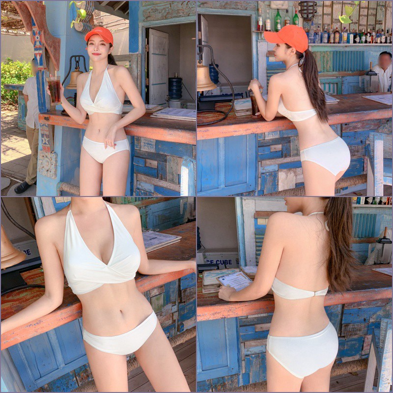 🏖BikiniTime (M-XL) SB140 มี6สี บิกินี่ ทูพีซ บราทวิสต์คล้องคอ ชุดว่ายน้ำเซ็กซี่ สีพื้น ชุดเที่ยวทะเล - รูปที่ 5