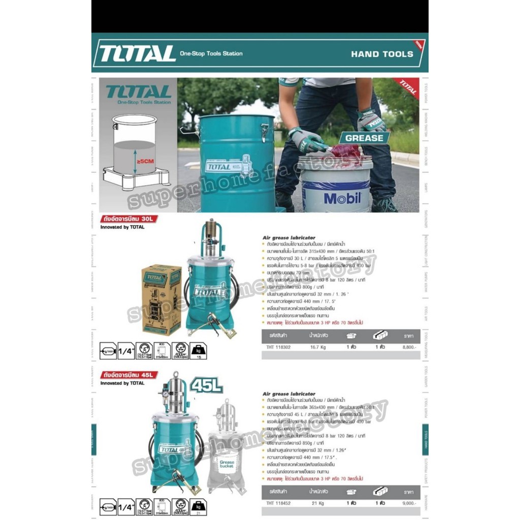 แท้ ส่งด่วน TOTAL ถังอัดจารบี ใช้ลม ขนาด 45 ลิตร รุ่น THT118452 (Air-Operated Grease Lubricator) ถังอัดจารบีแบบลม ราคา ถูกที่สุด ดีลบีเคเค แกลเลอรีภาพที่ 2