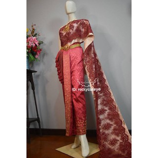 บิ๊กไซท์ ชุดไทย​ แต่งงาน​ ไซส์​ใหญ่ ​2XL สีแดงผ้าไล่​สี