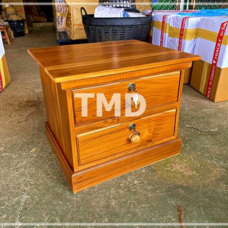 TMD ตู้เอกสาร ตู้ลิ้นชักขาทึบไม้สักทอง ตู้ข้างเตียง (2 ชั้น) ขนาด 43*50*41 ซม สีธรรมชาติ