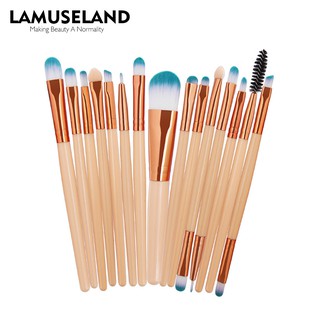 LAMUSELAND ชุดแปรงแต่งหน้า อุปกรณ์แต่งหน้า 15ชิ้น/ชุด #1415