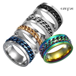 【AG】Chain Rotatable Chain Glittering Jewelry Gift Men Finger Ring for Club