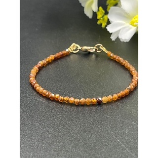 orange garnet 2mm bracelet for woman สร้อยข้อมือโกเมนสีส้ม 2 มม. สำหรับผู้หญิง