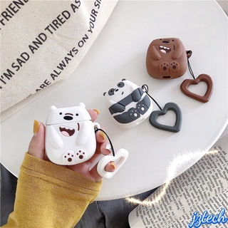 เคสหูฟัง ซิลิโคนนิ่ม กันกระแทก ลายการ์ตูนหมีน่ารัก สําหรับ AirPods 1 2 pro