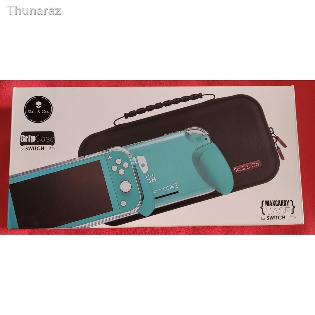 ❖♞●(มือสอง) มือ2 อุปกรณ์เสริม : Skull &amp; Co. Grip Case Set for Nintendo Switch Lite กริป 3 คู่ สีชมพู พร้อมกระเป๋า