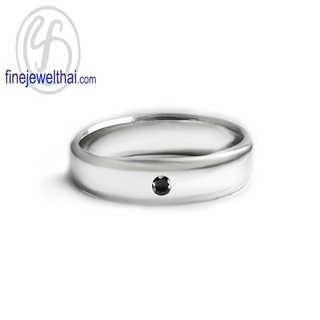 Finejewelthai-แหวนนิล-นิลแท้-แหวนพลอย-แหวนเงินแท้-พลอยประจำเดือนเกิด-Black-Spinel-Silver-Ring-Birthstone-R1414on