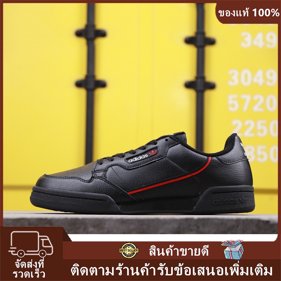 ของแท้ จัดส่งฟรี  Adidas Continental 80 รองเท้าลำลองระบายอากาศได้ รองเท้ากีฬา (สีดำ)3696