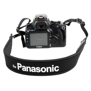 สายคล้องกล้อง For PANASONIC  แบบนิ่ม Neoprene สายสีดำ/อักษรขาว)