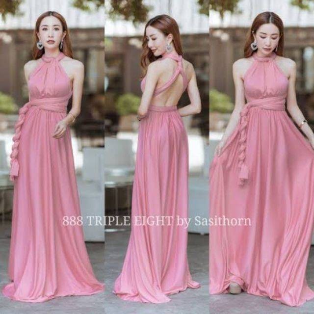 ชุดเดรส infinity dress สีพีช งานป้าย 888 triple eight by Sasithorn