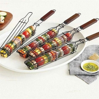 ถูกที่สุด!! ตะแกรงบาบีคิว ย่างบาบีคิว ไม้เสียบบาบีคิว BBQ Kabob Grilling Basket เครื่องครัว