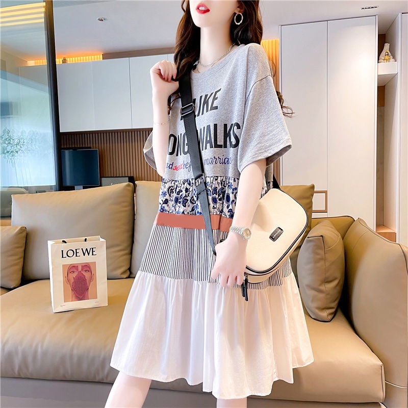 พร้อมส่ง ชุดคลุมท้อง,เดรสไซส์ใหญ่,เดรสยาวปานกลาง,ผ้าโปร่งใส่สบาย,เสื้อผ้าสาวอ้วน,ชุดคลุมท้องแฟชั่นน่ารัก