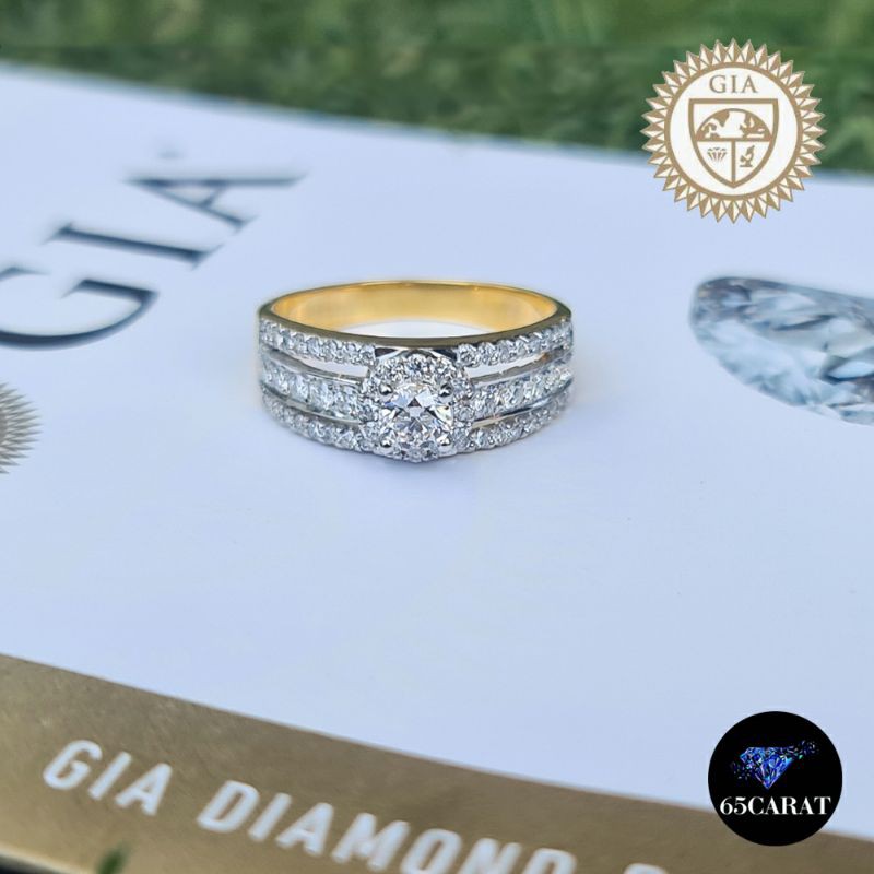 65Carat - แหวนเพชรแท้ เพชรน้ำ100 พร้อมใบเซอร์ GIA 3EX none  เพชรรวม 0.75ตัง รหัสRI650047