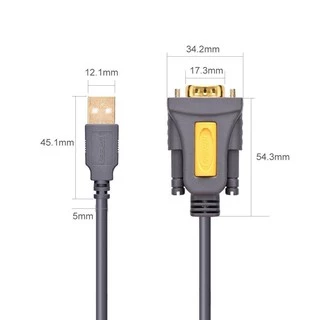 UGREEN รุ่น CR104 USB 2.0 to RS232 DB9 Serial Cable Male A Converter Adapter with PL2303 Chipset for Windows 10, 8.1, 8