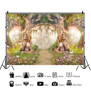 Jungle Forest Wonderland Fairy Tale พื้นหลังถ่ายภาพแฟนตาซี สําหรับเด็ก วันเกิด บัพติศมา พื้นหลังห้อง ตกแต่ง แบนเนอร์ อุปกรณ์ 150X100 ซม.