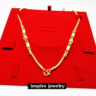 Inspire Jewelry ,สร้อยคอทองลายสี่เสา เส้นขนาดบาทนึง ยาว60cm.หรือ 24นิ้ว สวมคอได้ ตามแบบ ปราณีตมาก งานแฟชั่น สีทอง