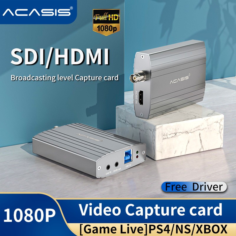 Acasis อะแดปเตอร์การ์ดจับภาพวิดีโอ USB3.0 SDI HDMI 1080P 60FPS HDMI เป็น USB 3.0 สําหรับ PS4 Xbox Nintendo Switch DSLR HDVC3