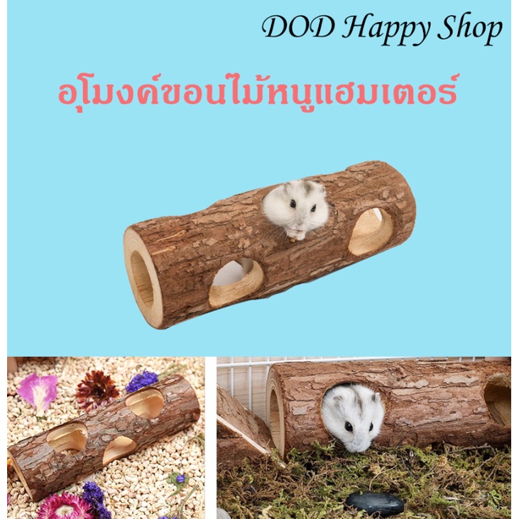 DOD อุโมงค์ขอนไม้หนูแฮมเตอร์ ของแต่งกรง ของเล่นไม้หนูแฮมเตอร์ ยาว20cm อุโมงค์แฮมเตอร์ ส่งไว