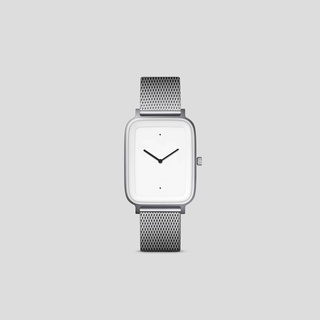 นาฬิกาข้อมือชาย,หญิง,Minimal,OBLONG 06 MATTE STEEL ON A GERMAN-MADE MILANESE MESH BAND