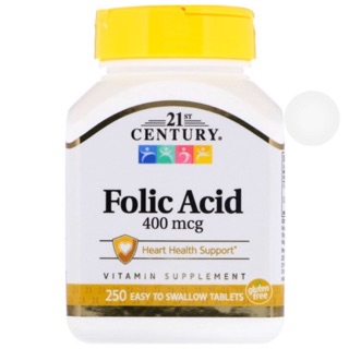 21st Century, Folic Acid, 400 mcg, 250 Easy to Swallow Tablets