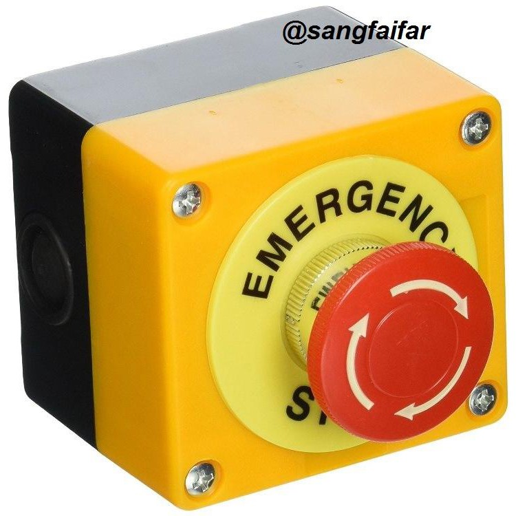 อีเมอเจนซี่สวิทซ์ สวิทซ์ตัดไฟ Emergency Switch Push Button Switch AC 660V 10A + กล่อง + ป้าย