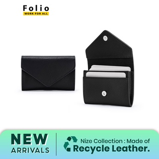 Folio : Nize Envelope card Holder กระเป๋าใส่บัตรผลิตจากหนังแท้รีไซเคิล สี Black รหัสสินค้า 19193