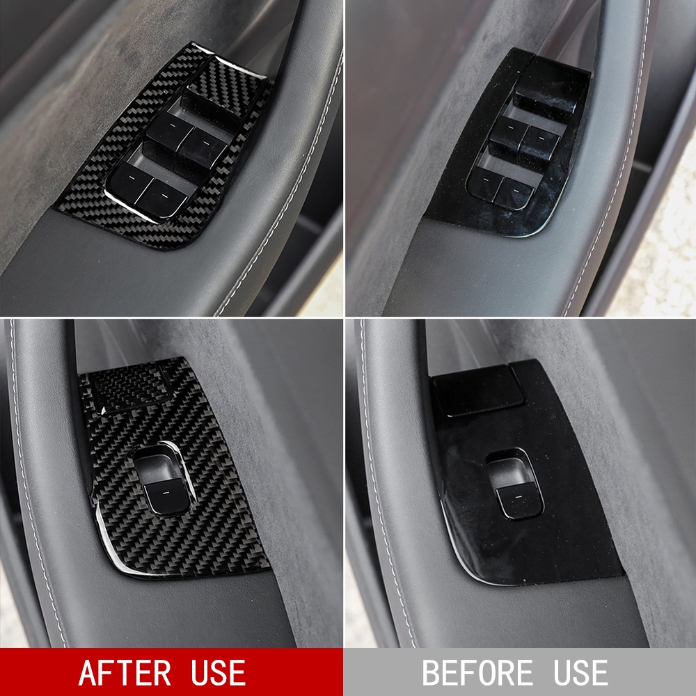 Real Carbon Fiber Car Window Control Panel Switch Button Decor Sticker ...