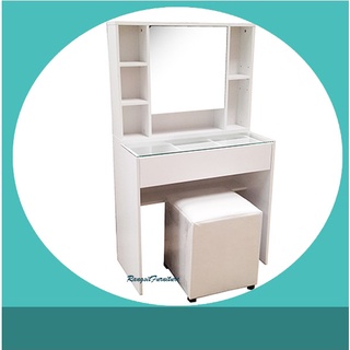 โต๊ะเครื่องแป้งเกาหลี80cmTOPกระจกใส🔸ส่งฟรีในเขตที่กำหนดเท่านั้น