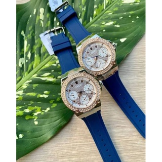 (ผ่อน0%) นาฬิกา GUESS Womens Quartz Watch with Analog Display and Silicone Strap W1291L2 หน้าปัด 39 มม ซิลิโคนสีน้ำเงิน