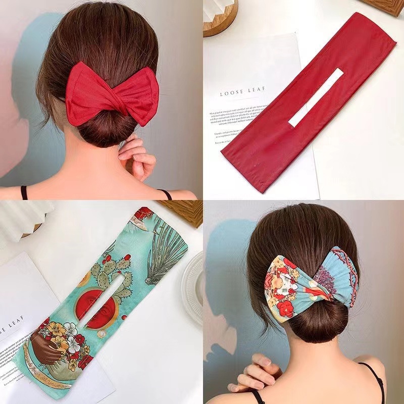พร้อมส่ง โบว์ม้วนผม ผ้าม้วนผม สไตล์เกาหลี F28