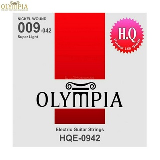 Olympia® HQE-0942 สายกีตาร์ไฟฟ้า เบอร์ 9 แบบ Nickel Wound ของแท้ 100% (Super Light, 0.009 - 0.042)