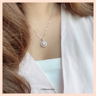 1st.November | White fresh water pearl necklace จี้มุกน้ำจืดแท้ประดับเพชร เงินแท้ 92.5%