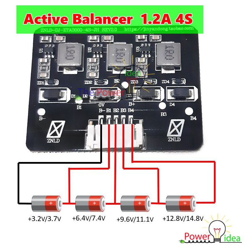 Active balancer แอ็คทีฟบาลานซ์ บอร์ดควบคุมการชาร์จแบตเตอรี่ Lifepo4 รุ่น 4S / 8S (1.2A) ให้มีแรงดันเท่ากันทุกก้อน