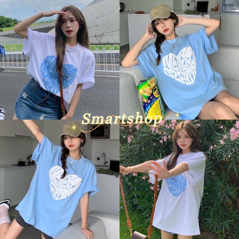 Smart เสื้อยืด สกีนอักษรหัวใจ โอเวอร์ไซส์งานสกีนเนียบสวย ไม่จกตา เนื้อผ้าเด้ง ไม่ติดตัวใส่สบาย X19