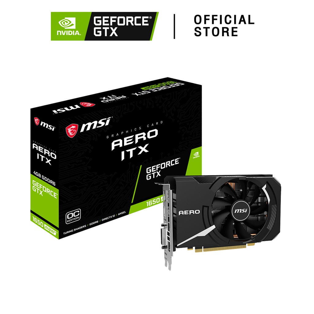 MSI การ์ดจอ Nvidia GeForce GTX 1650 SUPER AERO ITX OC (4719072687144)